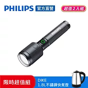 PHILIPS 飛利浦 超值兩入組 690流明 IP44變焦鋁合金手電筒 (送煮水壺) SFL2141-2+HCE211SL