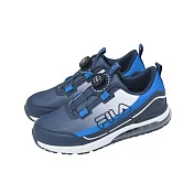 Fila 慢跑鞋 J821Y 中大童鞋 藍 白 氣墊 旋鈕 魔鬼氈 運動鞋 3J821Y331