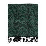 LOEWE Anagram 羊毛及喀什米爾雙面可用圍巾 (森林綠)