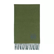 LOEWE Anagram 喀什米爾羊毛雙色圍巾 (卡其綠/藍色)