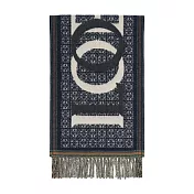 LOEWE Love 標誌羊毛及羊絨圍巾 (海軍藍)