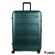 【CROWN 皇冠】29吋拉鍊行李箱 雙層防盜拉鍊 蓋底2:8輕鬆開-  深綠色霧面(C-F1783)