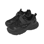 Fila 慢跑鞋 J414A 中大童 小朋友 黑 魔鬼氈 運動鞋 斐樂 3J414A000