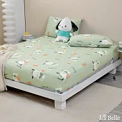 [超值組合]義大利La Belle《Sanrio-淘氣帕恰狗》雙人海島針織床包枕套組+大容量洗衣袋1入