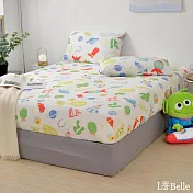 [超值組合]義大利La Belle《Disney-三眼怪宇航奇趣》加大海島針織床包枕套組+大容量洗衣袋1入