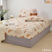 [超值組合]義大利La Belle《Disney-維尼懶洋洋》加大海島針織床包枕套組+大容量洗衣袋1入