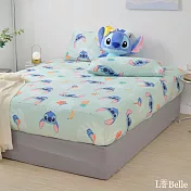 [超值組合]義大利La Belle《Disney-星際寶貝史迪奇》加大海島針織床包枕套組+大容量洗衣袋1入
