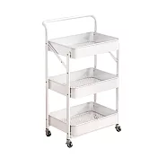 【收納職人】日式簡約多功能免組裝可折疊三層收納推車_5色任選 白色