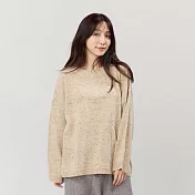 好我_Melissa彩點圓領寬版針織毛衣 FREE 米杏
