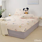[超值組合]義大利La Belle《Disney-彩虹米奇》雙人海島針織床包枕套組+大容量洗衣袋1入