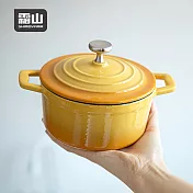 【日本霜山】漸層色雙耳琺瑯鑄鐵鍋(附蓋)-14cm- 漸層黃