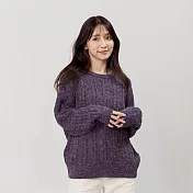 好我_Rita圓領麻花套頭針織毛衣 FREE 深紫