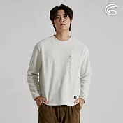 ADISI 男Hollow環保紗保暖快乾圓領上衣 AL2521074 ｜山形刷毛 速乾 吸濕排汗 M 耐久白