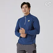 ADISI 男半門襟智能纖維速乾長袖上衣 AL2521081｜單向導濕 快乾 吸濕排汗 透氣 環保 M 深海藍