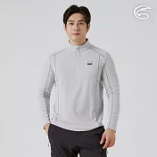 ADISI 男半門襟智能纖維速乾長袖上衣 AL2521081｜單向導濕 快乾 吸濕排汗 透氣 環保 M 薄霧灰