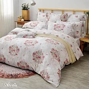 英國Abelia《瑰麗花園》特大天絲四件式防蹣抗菌吸濕排汗兩用被床包組