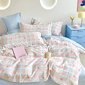 《DUYAN 竹漾》台灣製 精梳純棉單人二件組＋雙人鋪棉兩用被/ 甜莓蘇打