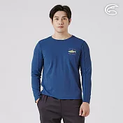 ADISI 男智能纖維速乾長袖圖騰上衣 AL2521083｜單向導濕 快乾 吸濕排汗 透氣 環保 M 深海藍