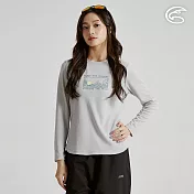 ADISI 女智能纖維速乾長袖圖騰上衣 AL2521084｜單向導濕 快乾 吸濕排汗 透氣 環保 S 薄霧灰