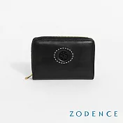 ZODENCE HAN義大利植鞣革時尚拉鍊中夾  深邃黑