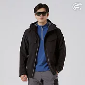 ADISI 男防水防風透氣超撥保暖連帽外套 AJ2521043｜內裡毛網 防水透濕 防潑水 保暖外套 M 黑色