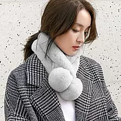 Seoul Show首爾秀 100%獺兔毛三管加厚圍脖真毛皮草圍巾  雙球 淺灰