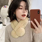 Seoul Show首爾秀 100%獺兔毛三管加厚圍脖真毛皮草圍巾  雙球 淡酪黃