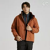 ADISI 男二件式防水防風透氣保暖外套(內件羊羔絨) AJ2521025 ｜防潑水 防水透氣 兩件式 保暖外套 M 杉木橘/宇宙黑