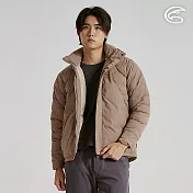 ADISI 男SMAWARM BALL海洋溫控超撥水防風保暖外套(可收納帽) AJ2521059｜防潑水 蚵技棉 抗靜電 環保紗 連帽外套 M 灰褐