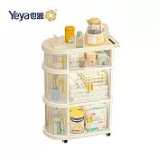 【Yeya也雅】速組摺疊式嬰兒床邊用收納推車(2門+1抽屜)-DIY-多色可選 奶白(透窗)