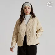 ADISI 女SMAWARM海洋溫控超撥水絎縫V領外套 AJ2521055｜防潑水 蚵技棉 抗靜電 保暖外套 無領外套 S 霜咖