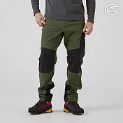 ADISI 男四面彈撥水耐磨拼接長褲 AP2521016｜防潑水 排汗快乾 彈性 機能褲 拼接褲 S 軍綠/黑