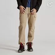 ADISI 男彈性撥水透氣恆溫快乾機能長褲(二側口袋) AP2521046｜魚鱗褲 防潑水 磨毛保暖 快乾 M 卡其