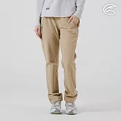 ADISI 女彈性撥水透氣恆溫快乾機能長褲 AP2521047｜魚鱗褲 防潑水 磨毛保暖 快乾 S 卡其