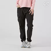 ADISI 女彈性撥水透氣恆溫快乾機能修身長褲(二側貼袋) AP2521048｜魚鱗褲 防潑水 磨毛保暖 快乾 S 深黑