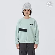 ADISI 童Super Soft抗起球寬鬆版圓領保暖衣 AL2521080｜雙面刷毛 抗靜電 快乾 吸濕排汗 140 海霧綠