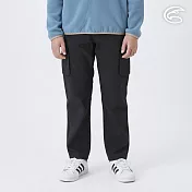 ADISI 青少年款彈性撥水透氣恆溫快乾機能長褲(二側貼袋) AP2521042 ｜魚鱗褲 防潑水 磨毛保暖 快乾 140 深黑