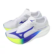Mizuno 競速跑鞋 Hyperwarp Pure 男鞋 白 藍 輕量 碳板 運動鞋 美津濃 J1GC2670-01 25cm WHITE/BLUE