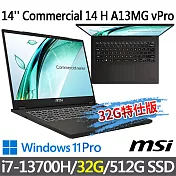★記憶體升級★msi微星 Commercial 14 H A13MG vPro-419TW(i7-13700H/16G+16G/512G SSD/W11P)