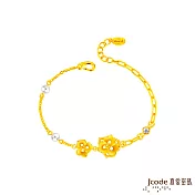 J’code真愛密碼金飾 晶珠花影硬金手鍊