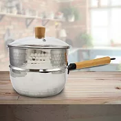 KIYODO錘紋蒸煮兩用304不鏽鋼雪平鍋-20cm-1組