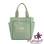 【iSPurple】復古拖特  手提立體帆布單肩包/淺綠 淺綠