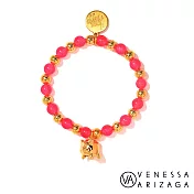 Venessa Arizaga GOOD ENERGY 金色小豬 莓果粉紅水晶串珠手鍊
