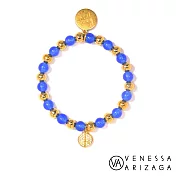 Venessa Arizaga GOOD ENERGY 金色鑲鑽和平 寧靜藍水晶串珠手鍊