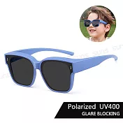 【SUNS】兒童偏光墨鏡/套鏡 高規包覆式眼鏡 硅膠彈性墨鏡 可套鏡 抗UV400+抗藍光 S259 海洋藍