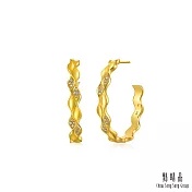 【點睛品】YuYu系列 典雅簡約 鑽石黃金耳環(一對)_大