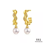 【點睛品】YuYu系列 典雅簡約 珍珠鑽石黃金耳環(一對)