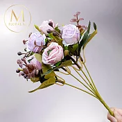 【Floral M】法式復古玫瑰小花園紫粉色仿真花花材(1入組)