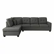 IDEA-歐式米灰貓抓皮轉角貴妃沙發/兩色可選 灰色左貴妃