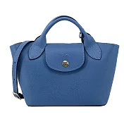 LONGCHAMP ÉPURE系列牛皮壓印手提/斜背兩用包(迷你) 暗灰藍